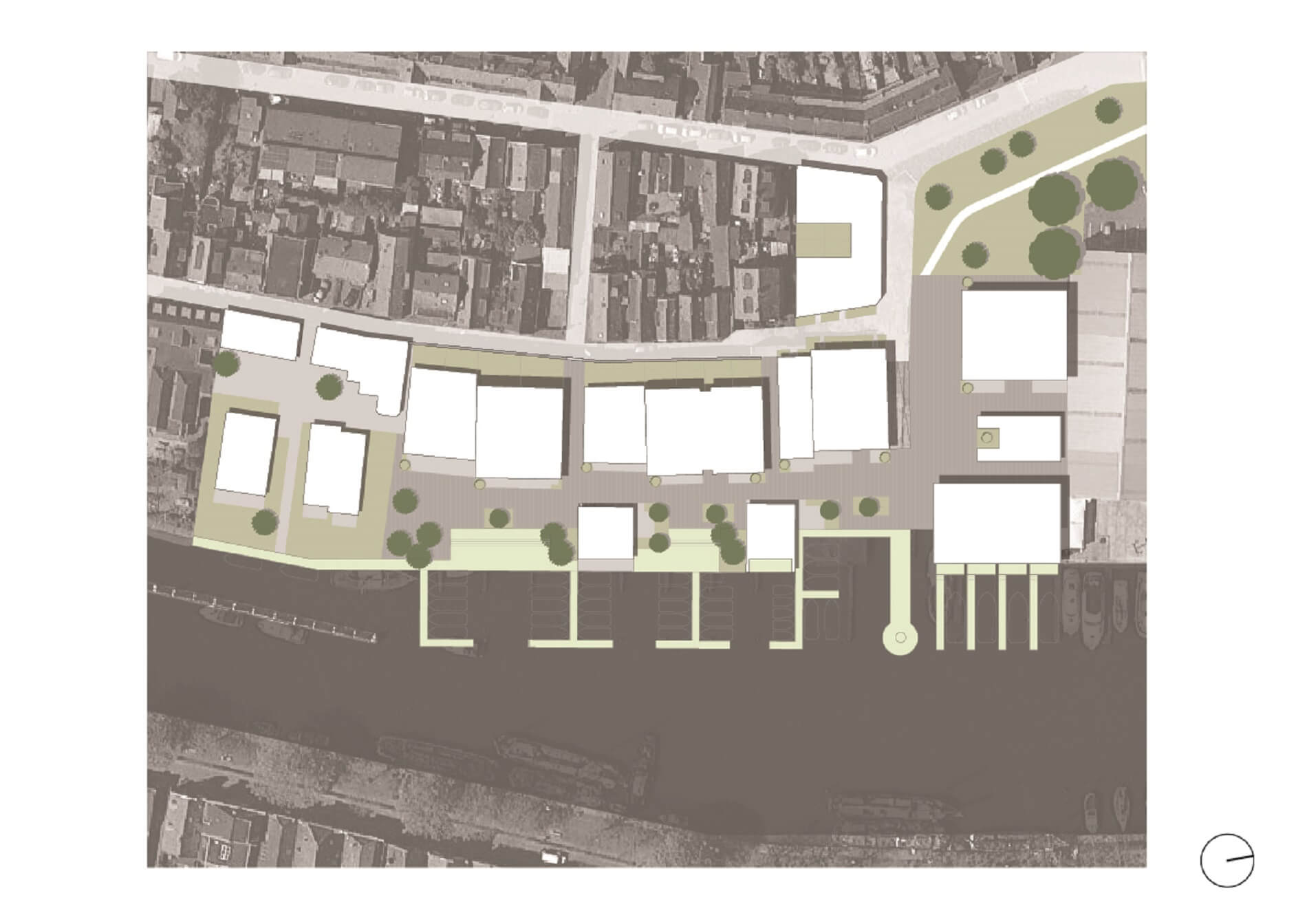 Werf bij de Sluis Muiden-Rijnboutt-1740 situatie nieuw middenschaal