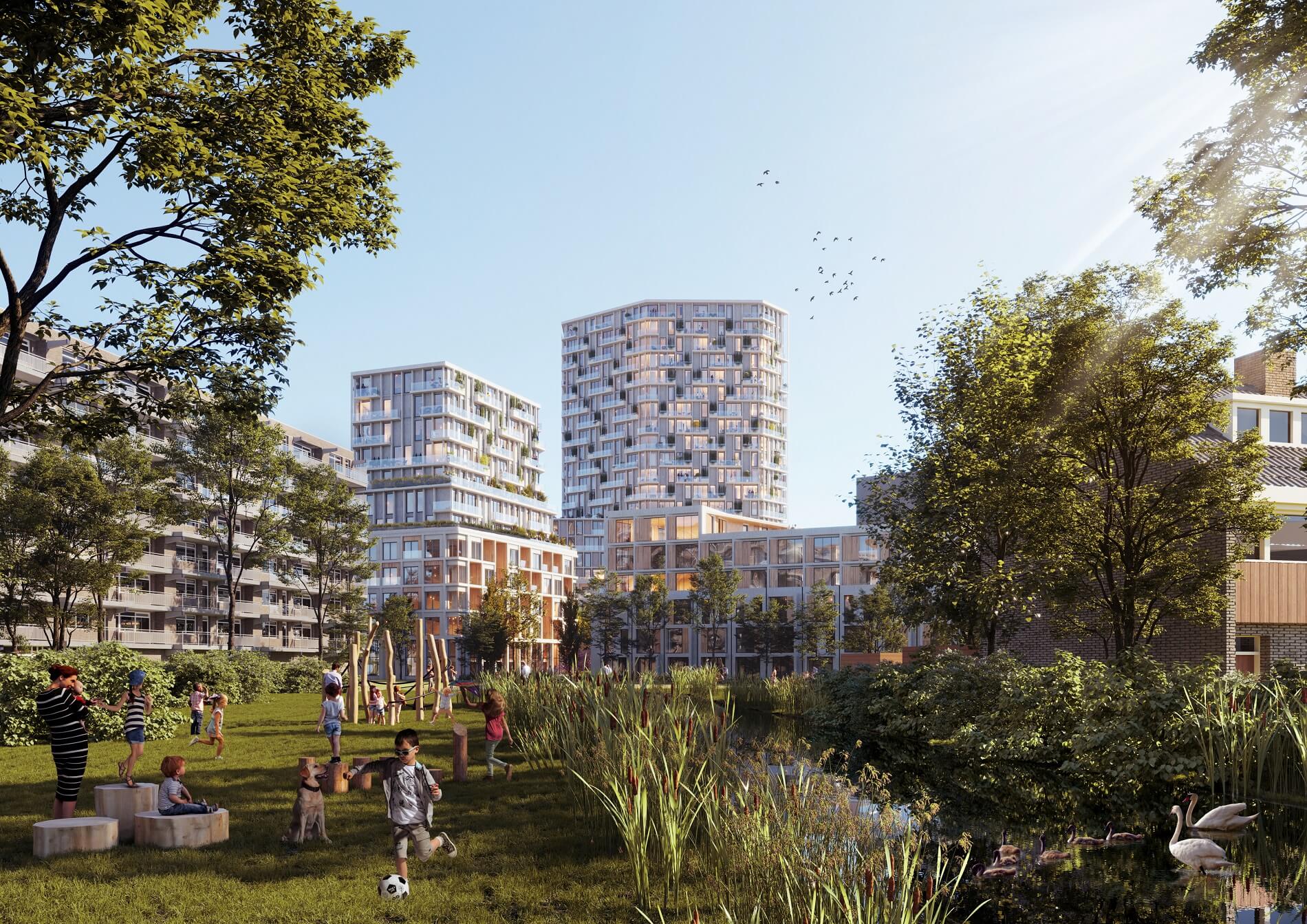 Vondel en de Zwaan in Leiden door Rijnboutt