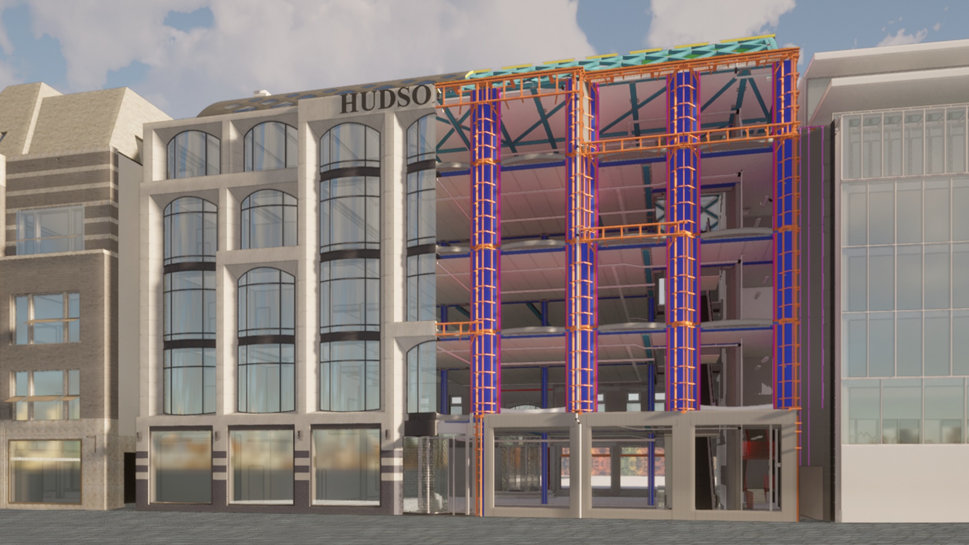 BIM model van Rokin Hudsons Bay in Amsterdam, ontwerp door Rijnboutt