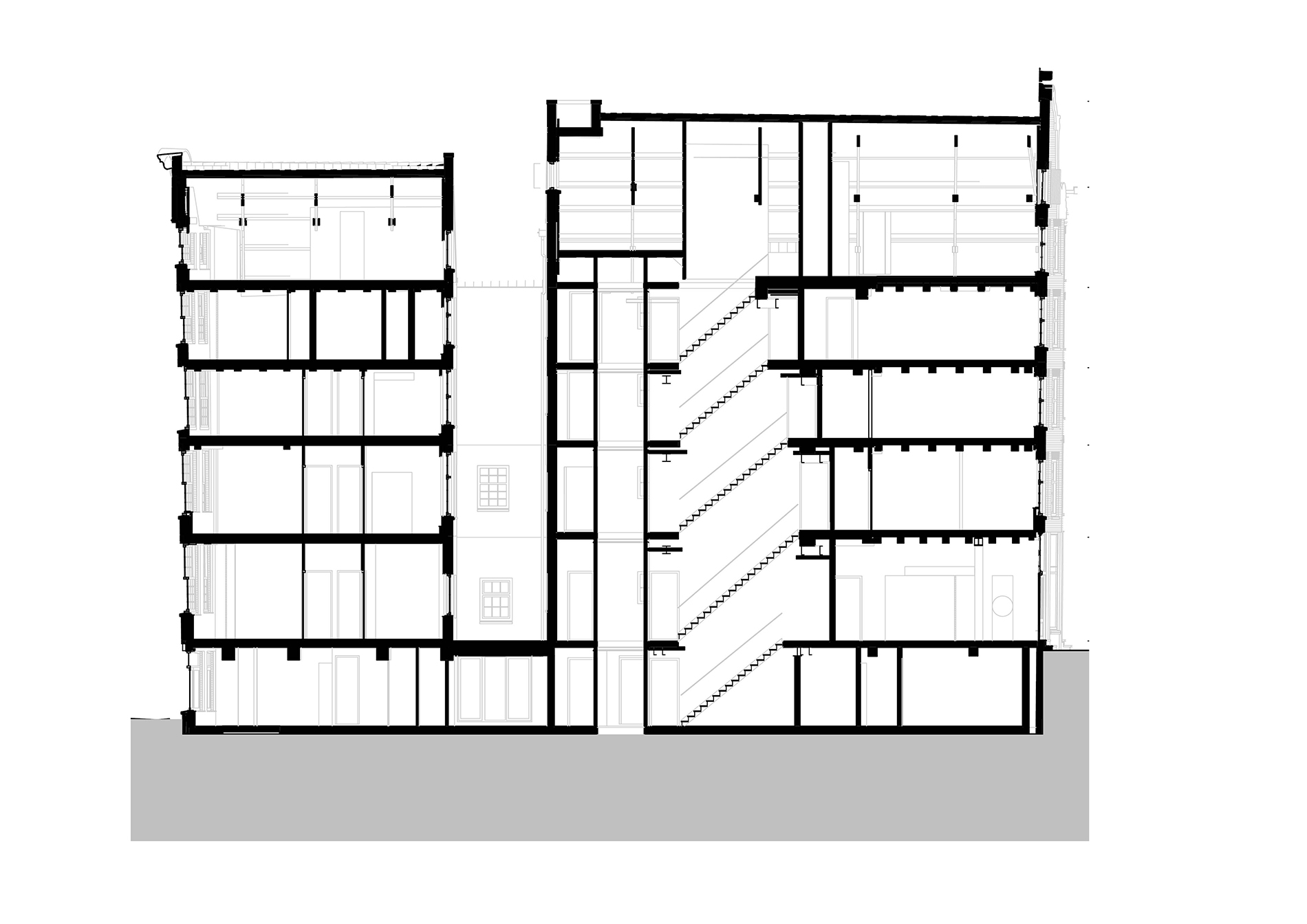 Rijnbouttt-Warmoesstraat-presentatietekening-Doorsnede D