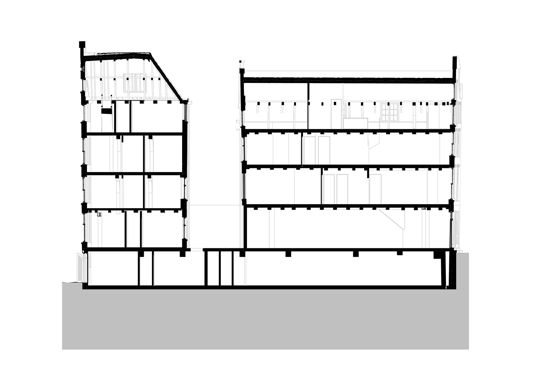 Rijnbouttt-Warmoesstraat-presentatietekening-Doorsnede F