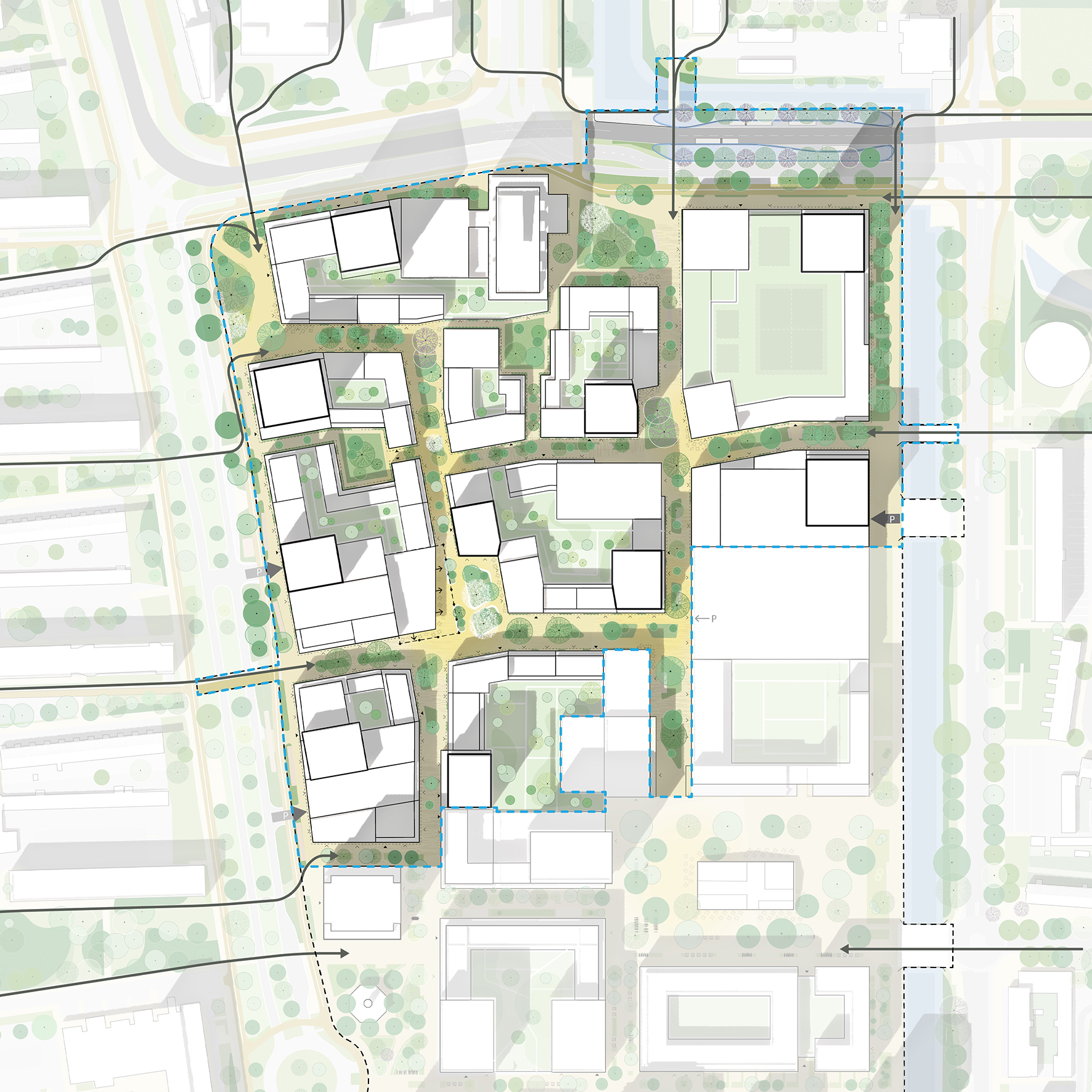Centrum Schalkwijk Haarlem-Rijnboutt-aansluiting plangebied en hoekverdraaiing Europaweg