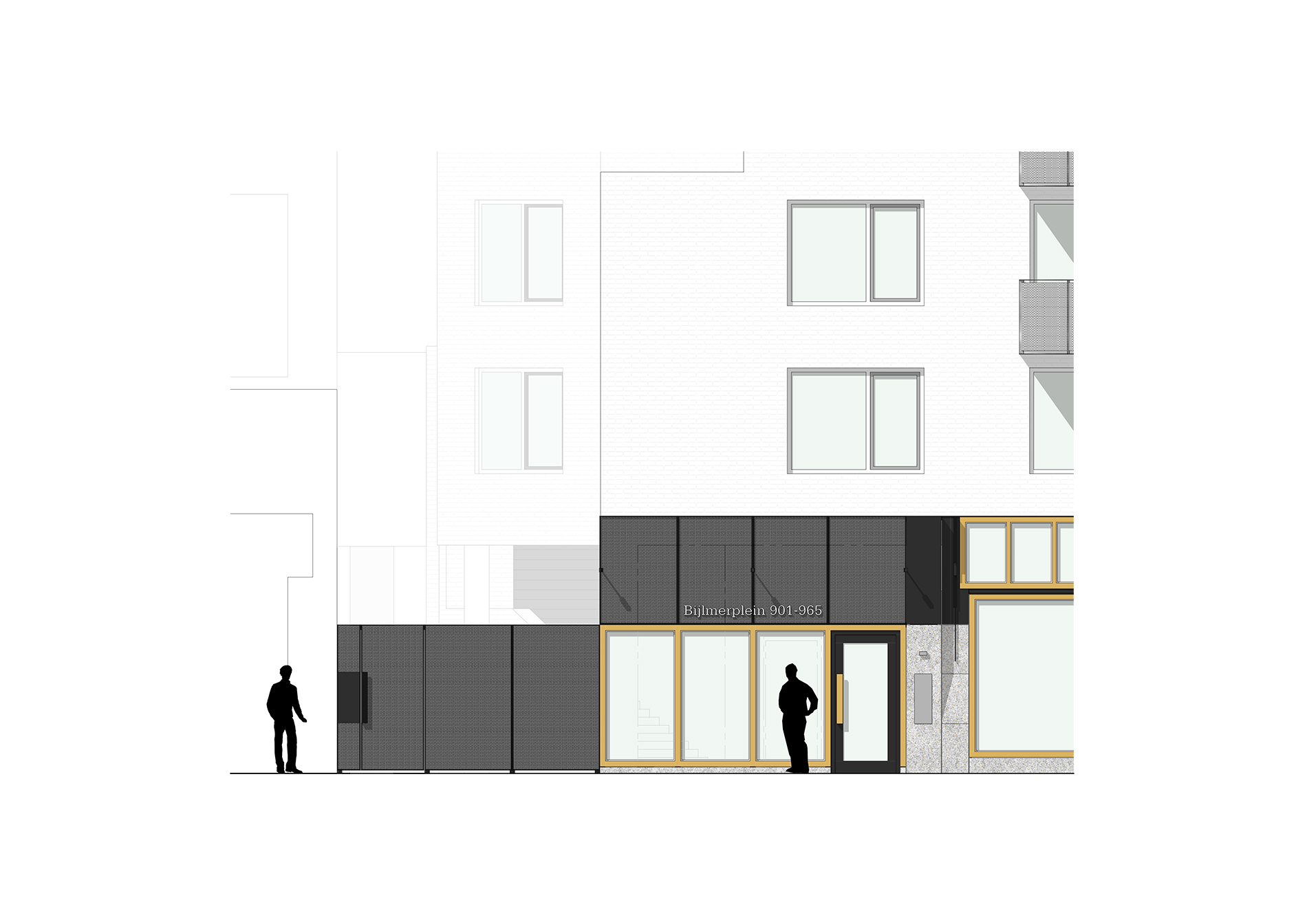 rijnbout architecten amsterdamse poort - gevelfragment opgang dek oost